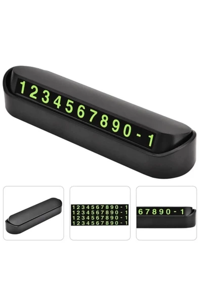 Araba Telefon Numarası Göstergesi Fosforlu Açılır Kapanabilir Numaratör Ön Torpido Üstü Araç Siyah ürün görseli 1