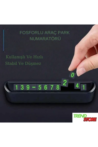 Araç İçi Torpido Üstü Açılır Kapanır Fosforlu Araba Park Numaratörü ürün görseli 1
