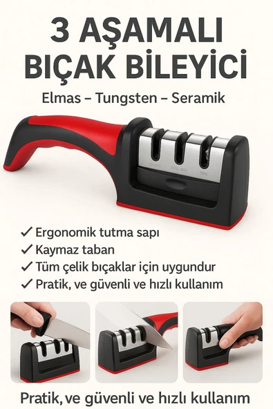 3 Kademeli Ev Tipi Çakı Bıçak Bileyici Yeni Model Bileyici KPF66-T11X ürün görseli 1