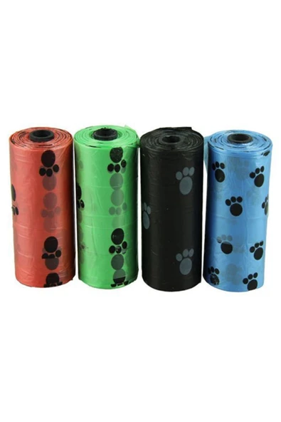 4 Adet Evcil Hayvan Desenli Kedi Köpek Kaka Poşeti Dışkı Torbası 60 Adet ürün görseli