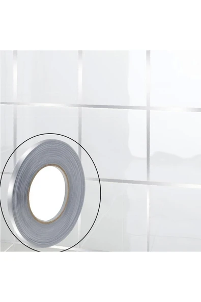 3 Adet 0.5 Cm Kalınlık Gümüş Fayans Arası Şerit Bandı 50 Metre Banyo Derzz Dekor Band (Lo) - Resim 2
