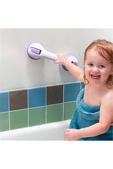 Çift Kilit Vantuzlu Kaymaz Banyo Emniyet Güvenlik Tutacağı Helping Handle - Resim 4