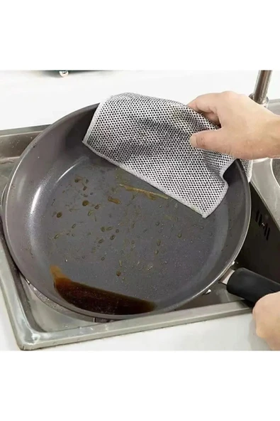 3 Adet Ince Telli Bulaşık Bezi Yag Ve Kir Sökücü Bez Tel Çizmez Bulaşık Teli Çelik Bez 20x20 - Resim 3
