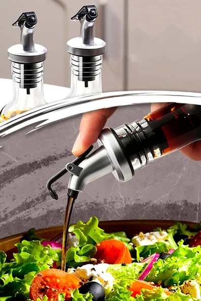 3Lü Kapaklı Yağ Tıpası Yağdanlık Şişe Ucu Yağlık Sirkelik Sosluk Şişe Başlığı Damlatmaz ürün görseli 1