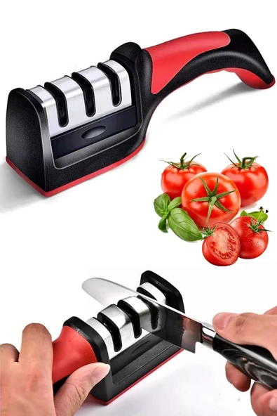 Çelik Bıçak Mutfak Makası Bileyici Aleti 3 Açılı Elmas Uçlu El Bıçakları Bileme Aparatı - Resim 2