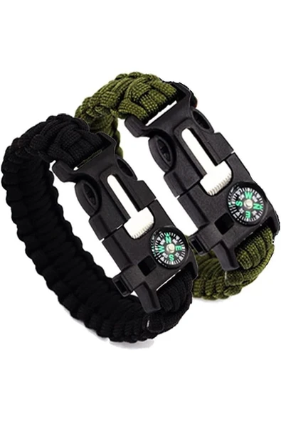 Acil Durum Taktiksel Paracord Hayatta Kalma Bilekliği Survival Çok Amaçlı Bileklik - Resim 2