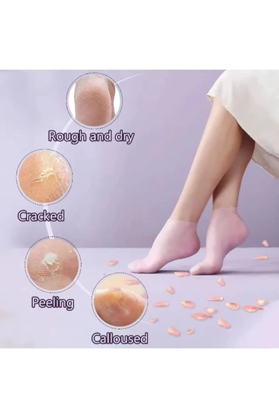 1 çift silikon jel topuk nemlendirici çorap ayak bakımı çatlama koruyucu krem çorabı - 5