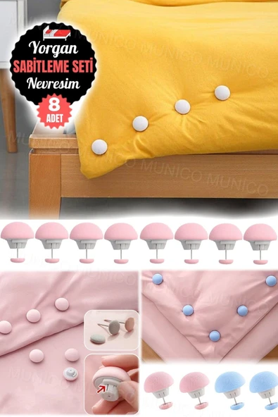 8 Adet Mantar Yorgan Tutucu Klips Seti - Dayanıklı ve Estetik Çözüm Yorgan Kılıfı Düzenleyici - Resim 3