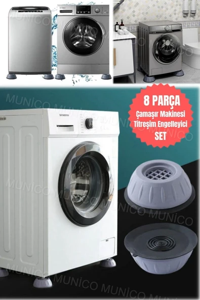 Çamaşır Makinesi Pedleri - 8 Adet Kaymaz Çamaşır Makinesi Stoper Seti - 8 Parça Titreşim Önleyici