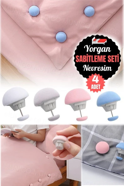 4 Adet Yorgan Düğmesi ve Çarşaf Tutucu Klips - Hafif ve Dayanıklı Malzeme Yorgan Kılıfı Sabitleyici - Resim 2