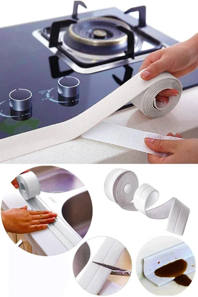 3.2m Su Sızdırmaz Geçirmez Bant Lavabo Küvet Kenar Bandı Küvet Duş Bandı (2 Adet) - Resim 2