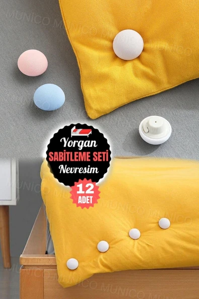 12 Adet Yorgan Kılıfı Tutucu ve Yatak Çarşafı Klips Seti Her Yatak Boyutu için Uygun Mantar Şekilli - Resim 6