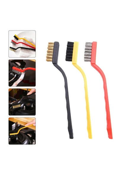 3 Adet Ocak Fırın Mangal Izgara Airfryer Temizliği Tel Pas Sökme Fırçası 3lü Yağ Temizleme Fırçası ürün görseli