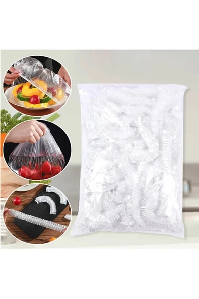 100 Adet Lastikli Tazeliği Koruyan Tencere ve Tabak Bonesi - Esnekk Strechh Kapak (L9D) - Resim 6