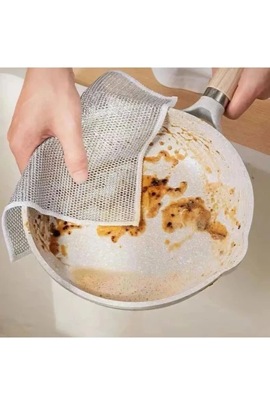 10 Adet 20x20  Tek Katlı Inox Tel Bez Zor Kir Bezi, Inox Telli Bulaşık Bezi, Mutfak Banyo Bezi - Resim 5