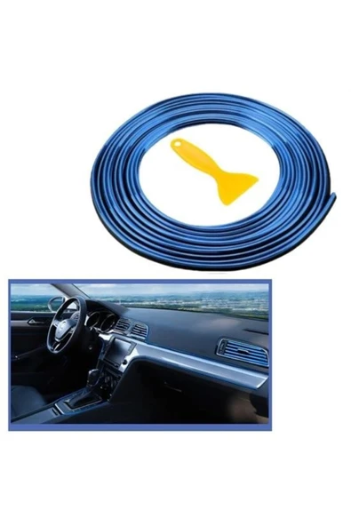 BUFFER® Mavi Araba Oto Trim Dekorasyon Şeridi Kauçuk Elastik Kolay Kurulum 5 metre Şerit Bant ürün görseli 1
