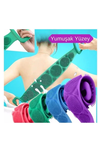 Banyo Sırt Kesesi Çift Taraflı Silikon Duş Lifi Fırçası 70 Cm ürün görseli 1