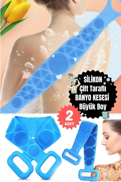 2 Adet İdeal Vücut Temizliği Yıpranmaz ve Masajlı Silikon Sırt Kesesi – 70 cm Banyo Temizliği - Resim 6