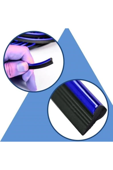 BUFFER® Mavi Araba Oto Trim Dekorasyon Şeridi Kauçuk Elastik Kolay Kurulum 5 metre Şerit Bant - Resim 2