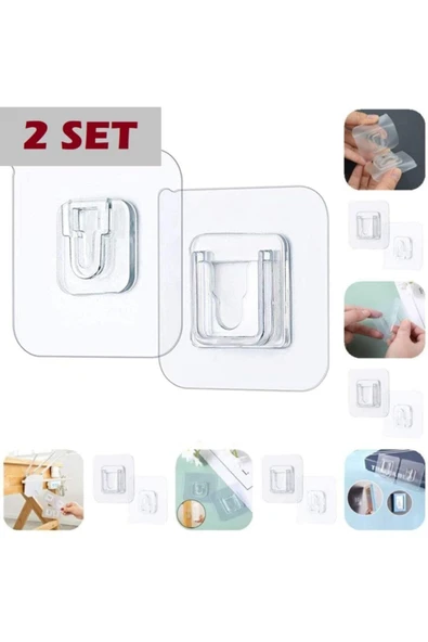 2 Adet X 2li Geçmeli Klips Eşya Sabitleme Askısı Set - Resim 2