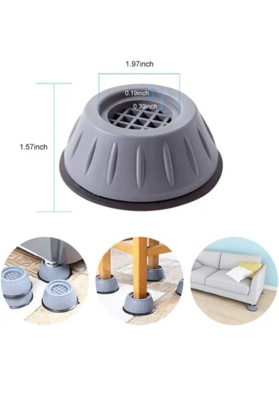 12 Adet Gürültü Engelleyici Ve Kaymaz Titreşim Önleyici Kauçuk Ayak Pedleri Çamaşır Makinesi Stoper - Resim 2