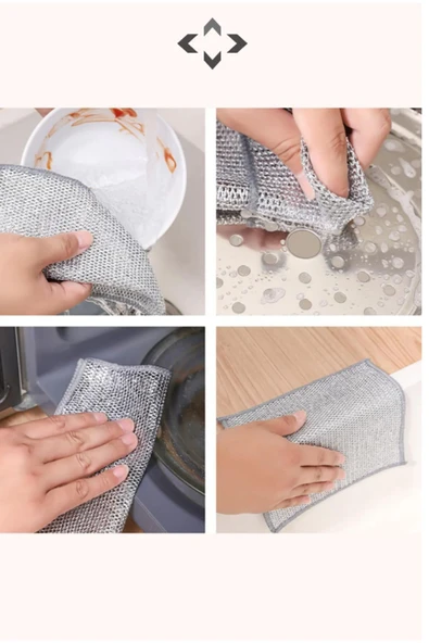 5 Adet Çok Fonksiyonlu Çizilmez Tel Bulaşık Bezi Bulaşık Tel Ovalama Bezi Çelik Tel Bulaşık Havlusu - Resim 6