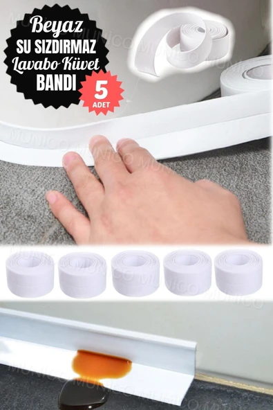 5 Adet 3.2 Metre PVC Su Geçirmez Lavoba Bandı  Kendinden Yapışkanlı Banyo Duvar Sızdırmazlık Bandı ürün görseli 1