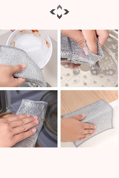 5 Adet Tel Bulaşık Bezi Çizmez Bulaşık Teli Çelik Bez 20x20 Inox Tel Bez Ip-mo - Resim 5