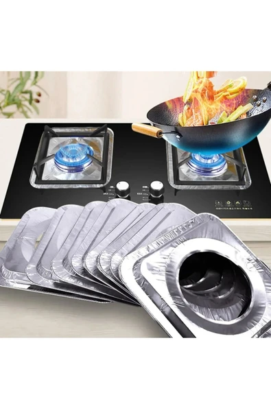 10 Adet Ocak Üstü Koruyucu Leke Önleyici Isıya Dayanıklı Ocak Izgara Koruyucu Folyo ürün görseli
