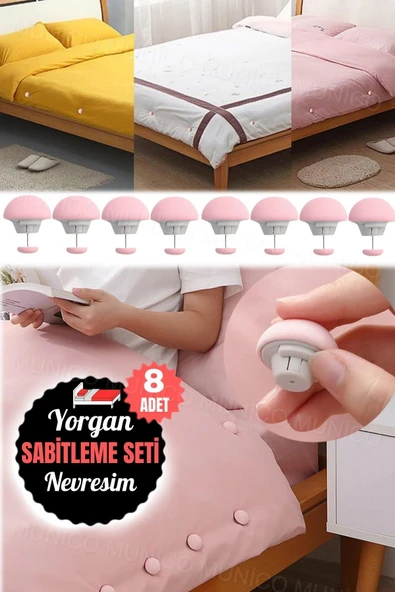 8 Adet Mantar Yorgan Tutucu Klips Seti - Dayanıklı ve Estetik Çözüm Yorgan Kılıfı Düzenleyici ürün görseli 1