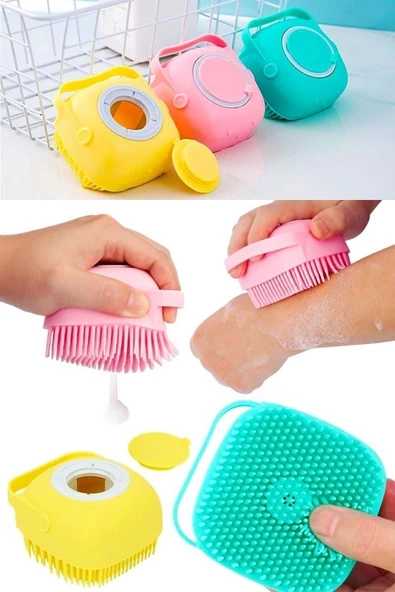 Banyo Duş Kesesi Sabun Duş Jeli Hazneli Masaj Lif Fırçası Kese - Resim 2