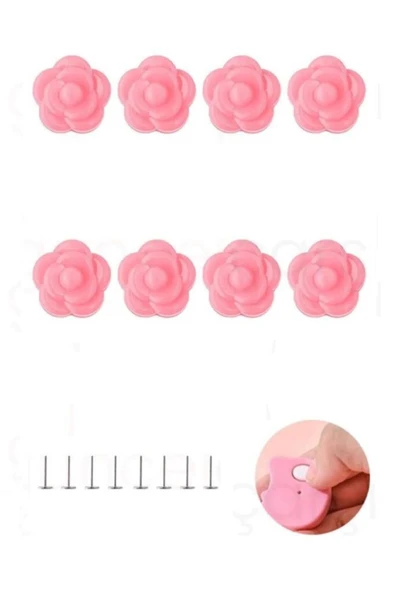 8 Adet Pembe Renk Gül Desenli Yorgan Kılıfı Çarşaf Nevresim Örtü Tutucu Sabitleyici Kaydırmaz - Resim 2