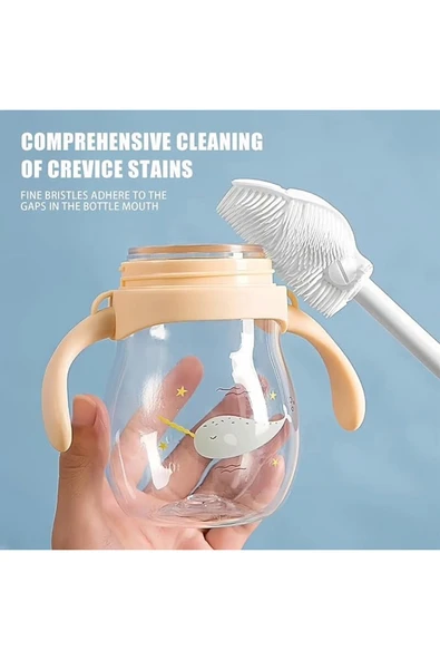 1 Adet Silikon Uzun Saplı Cam Şişe Bardak Kavanoz Matara Biberon Emzik Yağ Şişe Yıkama Fırçası - 4