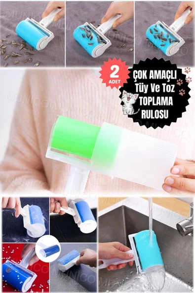 2 Adet Giysi Tüy Kıl Sökücü Kedi Saç Pet Saç Çıkarıcı Yıkanabilir Giysiler Yapışkan Rulo Kanepe Toz - Resim 2