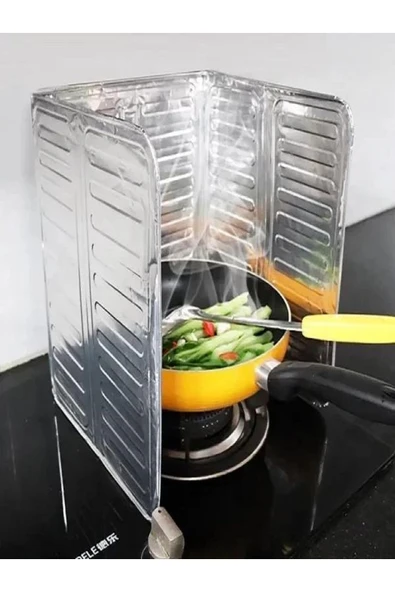 4 Adet Katlanır Ocak Arkası Yağdan Koruyucu - Kolay Temizlenir Piknik Tüp Rüzgar Koruyucu Levha - Resim 5