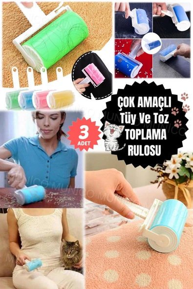 3 Adet Yıkanabilir Kedi Tüy Toplama ve Köpek Tüy Toplama Toz Pratik Toplama Rulosu Aparatı - Resim 2