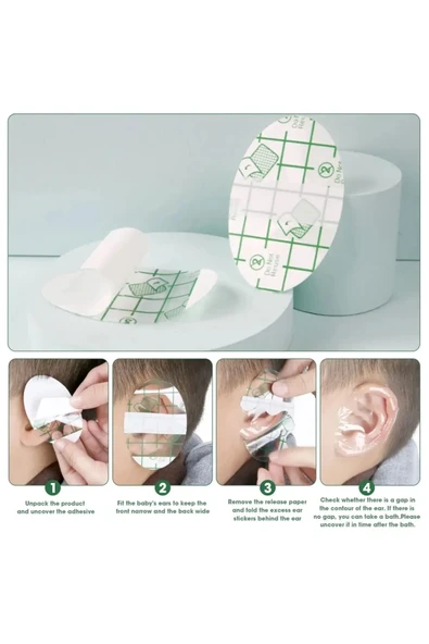 100 ‘lü Bebek Çocuk Kulak İçin Su Geçirmez Bant Duş Kuaför Havuz Yüzme Kulak Koruyucu - Resim 2