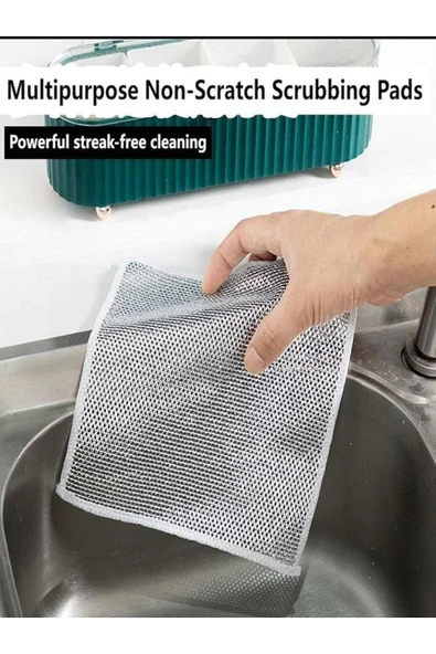 6 Adet Tek Katlı Çok Amaçlı Tel Bulaşık Yıkama Bezi Çok Fonksiyonlu Çizilmez Sihirli Bez 6 Lı Paket ürün görseli 1