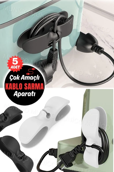 5 Adet Airfryer Kablo Toparlayıcı Sarma Küçük Ev Aletleri İçin Pratik Kablo Sarıcı Yanmaz Yapışkanlı - 2