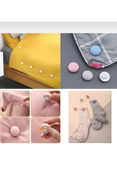 8 Li Mantar Şeklinde Küçük Boy Yorgan Sabitleme Iğnesi - Pembe Renk - Resim 3