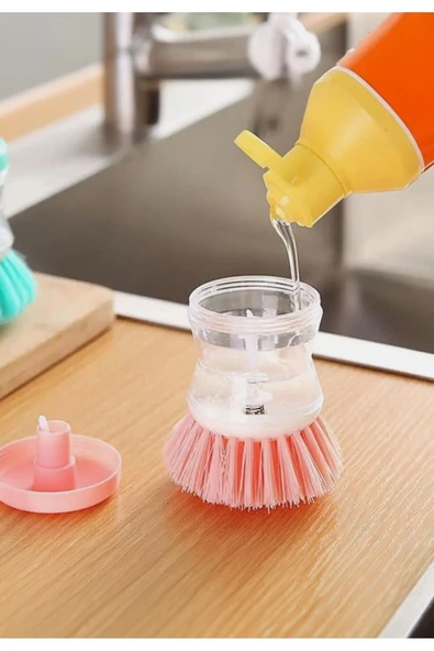 2 Adet Deterjan Hazneli Mutfak Lavabo Bulaşık Fırçası 2li Set - Resim 6