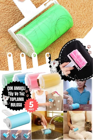 5 Adet Yıkanabilir Kedi Tüy Toplama ve Köpek Tüy Toplama Toz Pratik Toplama Rulosu Aparatı - Resim 5