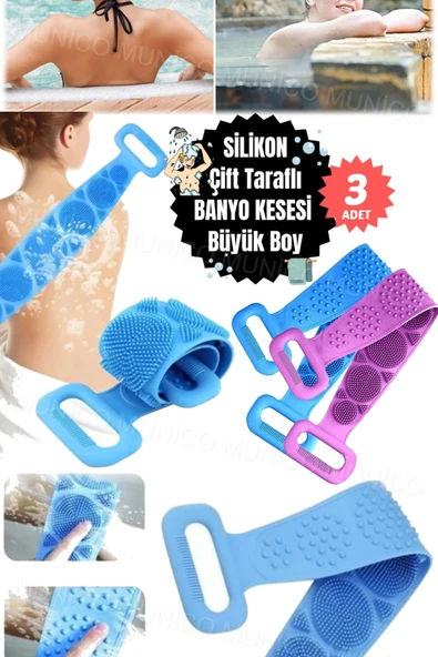 3 Adet Sırt Ovma Havlusu Geri Sil Peeling Fırçası Silika Jeli Unisex Silikon Banyo Havlusu Kese - Resim 4