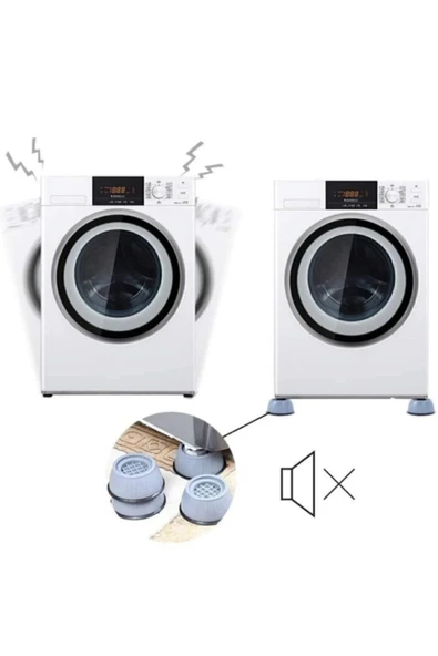 12 Adet Gürültü Engelleyici Ve Kaymaz Titreşim Önleyici Kauçuk Ayak Pedleri Çamaşır Makinesi Stoper - Resim 4