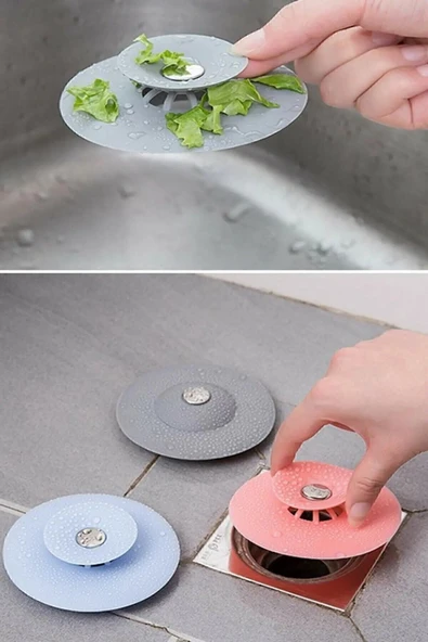 2 Adet 2 Kademeli Dokunmatik Lavabo Tıkacı Silikon Lavabo Gider Tıpası ürün görseli 1