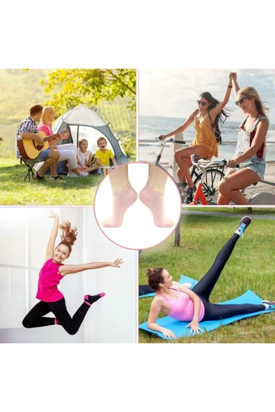 2 Çift Pembe Silikon Kaymaz Nemlendirici Çorap Yeniden Kullanılabilir Pedikür Bakımı Çatlak Topuk - 6