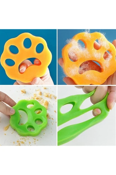 2 Adet Evcil Hayvanlar ve Çamaşır Makinesi İçin Pati Şekilli Renkli Tüy Temizleme Aparatı F - Resim 3