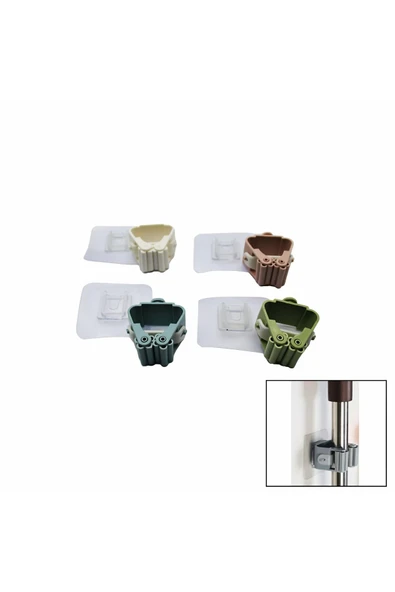 1 Adet Fırça Süpürge Paspas Mop Sapı Tutucu Çok Amaçlı Duvara Monte Askılık Mop Temizlik Seti Askısı - Resim 4