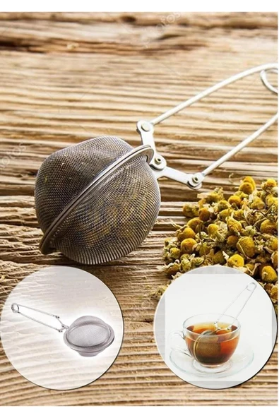 Bitki Çayı Süzgeci Maşalı Çelik Paslanmaz Bitki Çayı Demleme Süzgeci - Resim 3