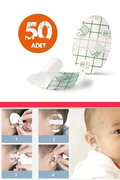 50 ‘li Bebek Çocuk Kulak İçin Su Geçirmez Bant Duş Kuaför Havuz Yüzme Kulak Koruyucu ürün görseli 1